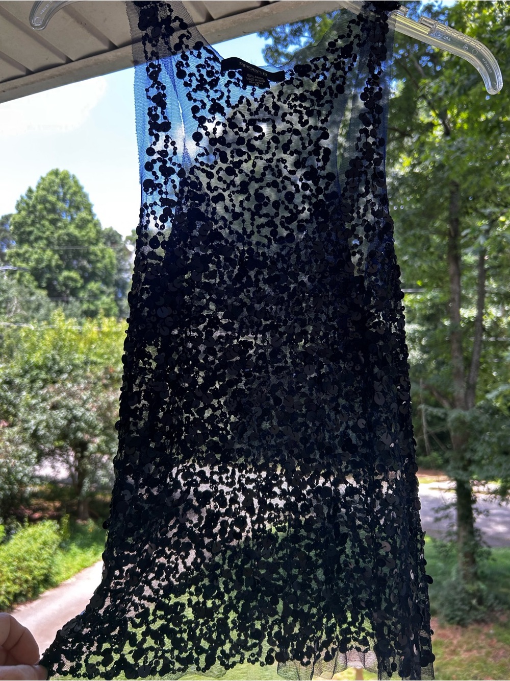 Navy Blue Sequin Mesh Tank Mini Dress